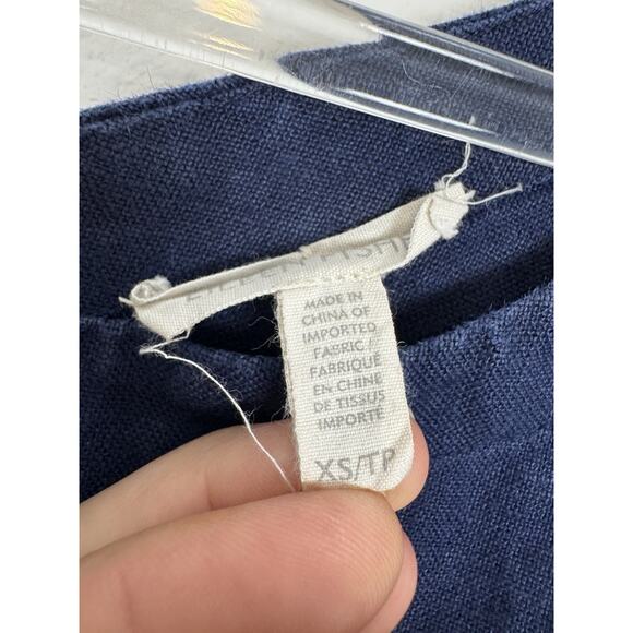 Eileen Fisher Heavy Linen Dress Navy Blue Boxy xs - Picture 3 of 9